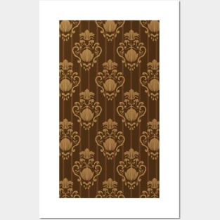 vintage style damask Posters and Art